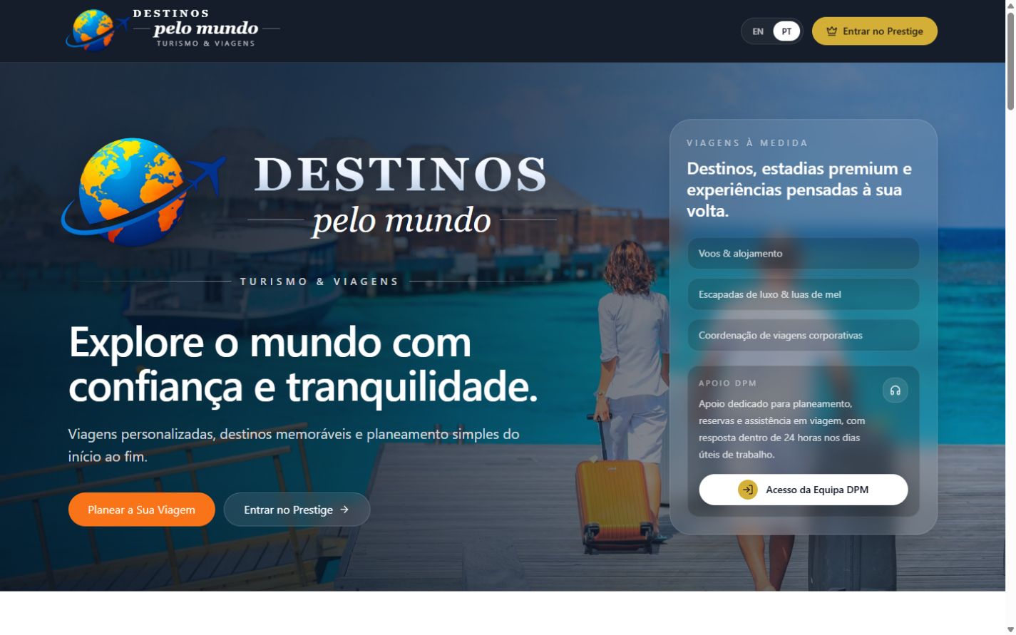 Destinos Pelo Mundo travel platform homepage