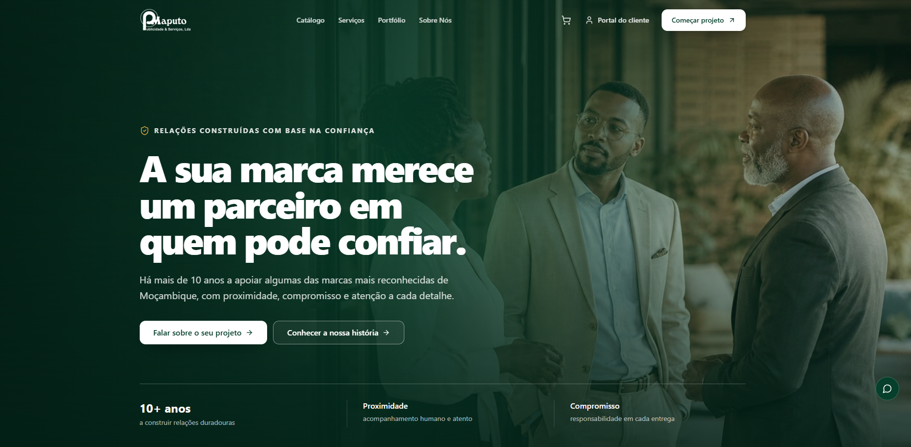 Maputo Publicidade business platform homepage