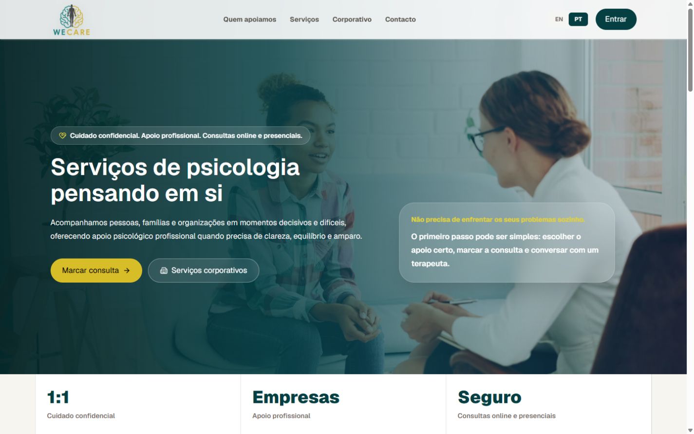 WeCare psychology platform homepage